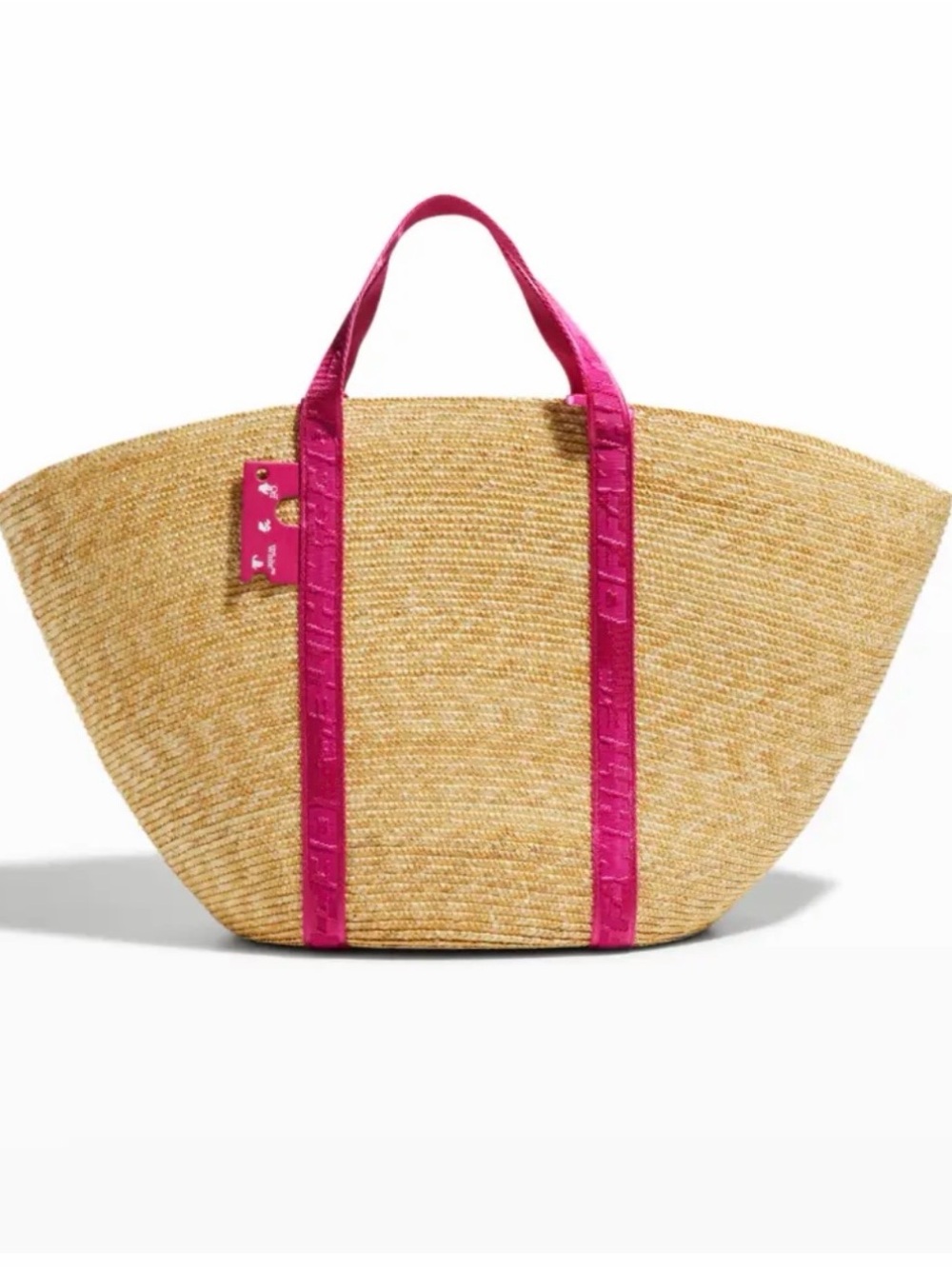 ✨OFF-WHITE✨ brand Tan Tote Bag with Pink Accents